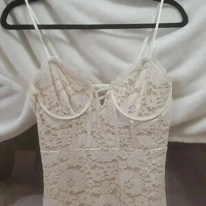 Long lace  creme dress